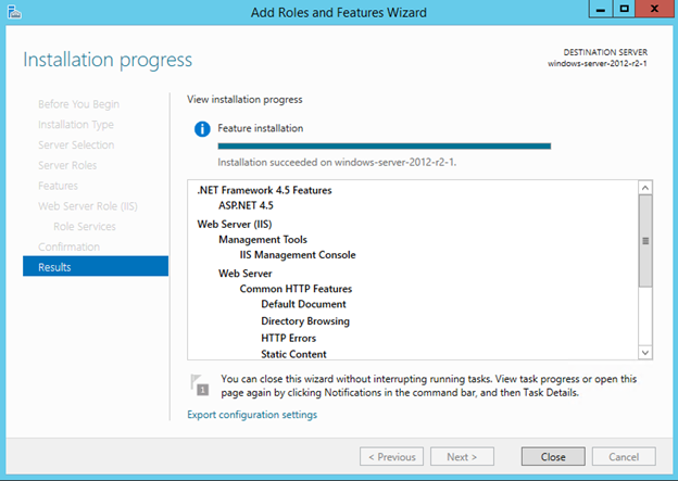 Server Select Roles complete