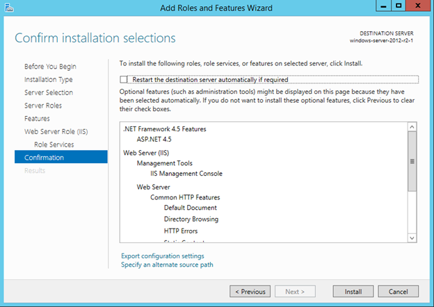 Server Select Roles confirm