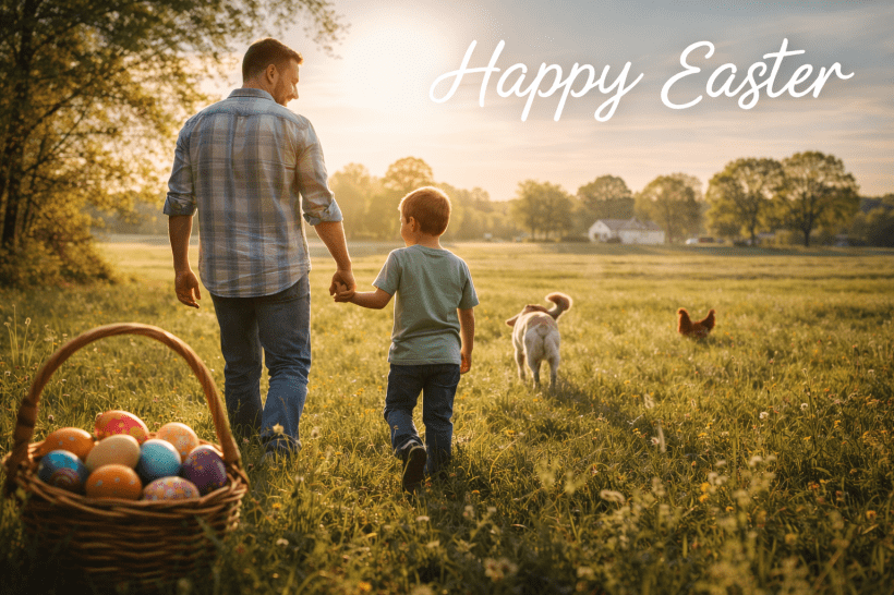 Easter stroll in a sunlit field